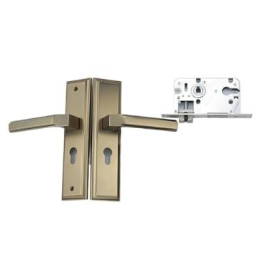 Imagem de Fechadura de porta interna de bronze amarelo de liga de zinco integrada para casa silenciosa verde bronze mecânico quarto (bronze café)