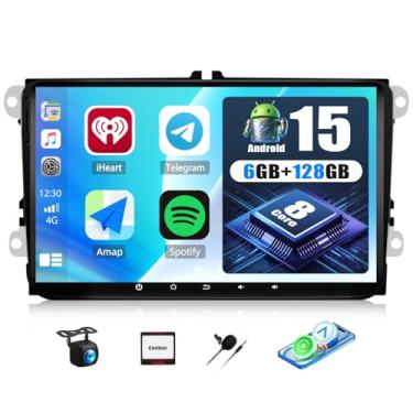 Imagem de [6+128G] Rádio estéreo automotivo Android 15 de 8 núcleos para VW Passat Jetta Tiguan Golf MK5 MK6 T5 EOS Polo com carro sem fio e Android Auto, rádio veicular com tela sensível ao toque de 22.9 cm