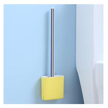 Imagem de Suporte de escova de vaso sanitário doméstico de silicone escova de vaso sanitário sem ângulo morto escova de limpeza com base kit de limpeza de escova de vaso sanitário e suporte (C (B)