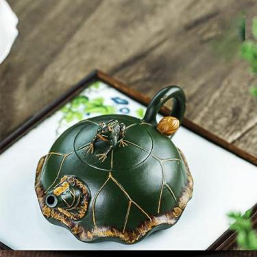 Imagem de Bule de chá Zisha feito à mão, bule de chá de argila roxa Yixing chinês 290 cc, infusor de chá de folhas soltas de kungfu chinês