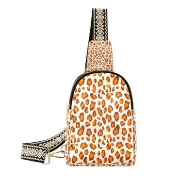 Imagem de CEBUGI Bolsa tiracolo pequena com estampa de leopardo para mulheres, pochetes de couro, bolsa de peito para caminhadas, viagens ao ar livre
