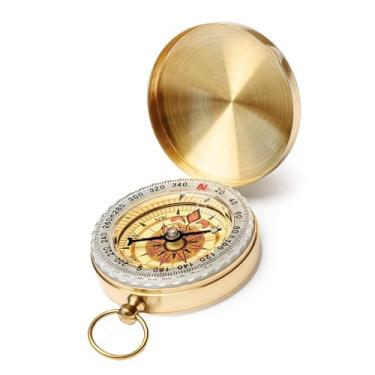 Imagem de Bússola militar de metal para sobrevivência, caminhadas e acampamento, ferramenta de navegação externa de bolso com acabamento espelhado - ideal para crianças e adultos
