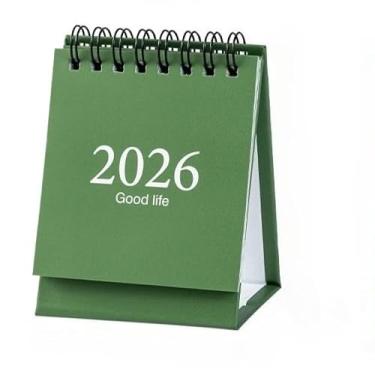 Imagem de Calendário de mesa 2026, versão em inglês, agenda portátil dobrável, ornamento de mesa (verde)