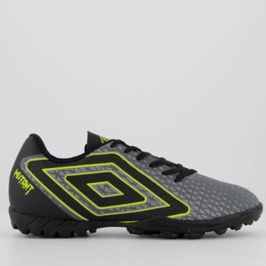 Imagem de Chuteira Umbro Mutant Society Cinza e Verde