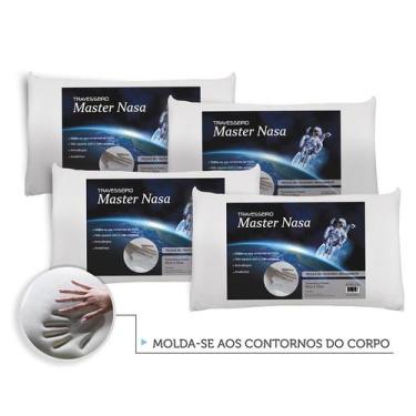 Imagem de Kit 4 Travesseiros Nasa Viscoelástico + Protetores Com Ziper - Master 