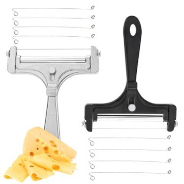 Imagem de SNOMEL 2 fatiadores de queijo de arame de aço inoxidável, cortador de bloco de queijo ajustável com substituição de 8 fios, cortador de cheddar portátil para manteiga de mussarela raclette Gruyere