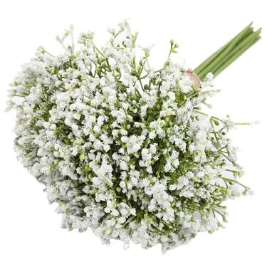 Imagem de ccHuDE 12 peças de flores artificiais de gipsófila para bebê, casamento, noiva, buquê de flores, decoração de arranjo floral, branco, 12 peças