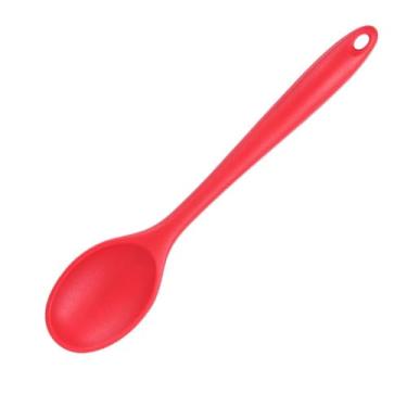 Imagem de Colher mexedora de cabo longo à prova de outono, colher de iogurte, sobremesa, sorvete, silicone, utensílio de cozinha (vermelho)