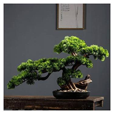 Imagem de Plantas falsas/plantas falsas, bonsai artificial, pinheiro, decoração realista de plantas falsas, vasos de plantas artificiais para casa, para exibição de mesa, decoração de jardim zen, plantas