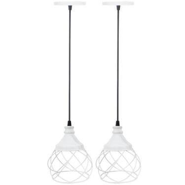 Imagem de 2 Pendentes Aramado Esfera Balonê Lustre Luminária Teto Regulável Sala