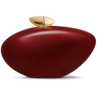 Imagem de NEWROGENG Bolsa clutch de acrílico para mulheres, bolsa noturna de mármore com fecho magnético para festa de casamento, Couro vermelho