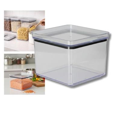 Imagem de Pote Hermético Quadrado Empilhável para Mantimentos – Tampa Vedação com Silicone – Organizador de Cozinha Transparente (3,040L)