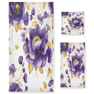 Imagem de xigua Conjunto de toalhas de banheiro floral absorvente macio 3 peças toalha de banho toalha de mão toalhas decorativas para banheiro, academia, hotel, praia, piscina