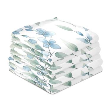 Imagem de Wassud Toalhas de cozinha aquarela floral vinhas panos de prato de cozinha pacote com 6 panos de prato macios com laço para pendurar toalha de mão de secagem rápida super absorvente toalhas de chá de