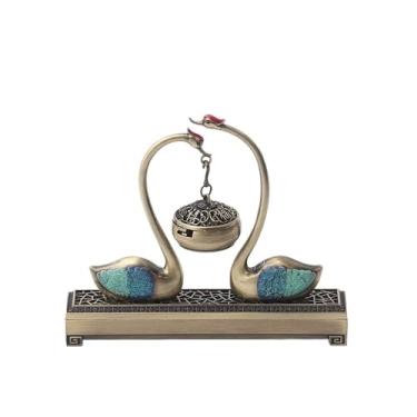 Imagem de Queimador de incenso de liga dupla antigo, estilo nacional, clássico, suporte de aromaterapia, cerimônia de chá, pequenos ornamentos para decoração
