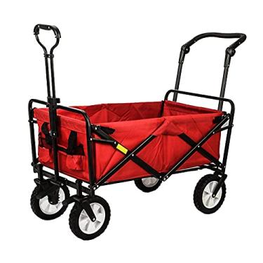 Imagem de Carrinho dobrável para uso ao ar livre, vagão utilitário, dobrável, carrinho de jardim, portátil, para praia, veículo de transporte ao ar livre, freios duplos 85 x 50 x 28 cm, rolamento de carga 80 kg