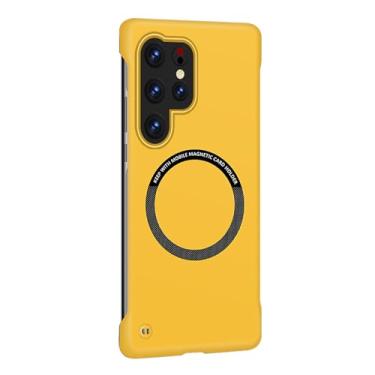 Imagem de Omio Capa fina magnética para Galaxy S25 ultra compatível com MagSafe, fosco fosco policarbonato ultrafino, sem moldura, design minimalista, à prova de choque, para homens e mulheres, amarelo