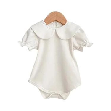 Imagem de Macacão De Algodão Para Bebê Menina Recém-Nascida Com Renda, Laço E Bo