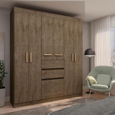 Imagem de Roupeiro Casal 7 Portas E 2 Gav Cor Rústica Demolição Genialflex