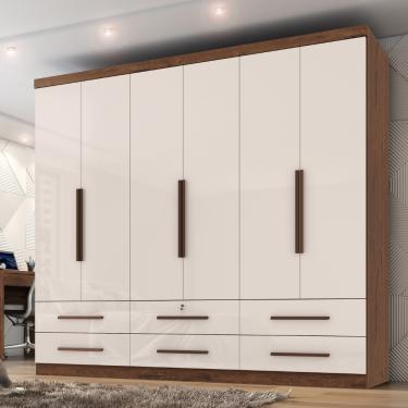 Imagem de Guarda Roupa Casal 6 Portas 6 Gavetas Maximus Plus II Zanzini - Jacarandá/Off White