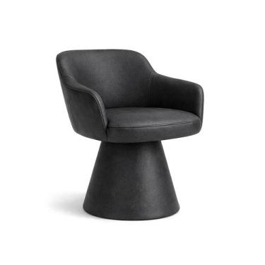 Imagem de Cadeira de Mesa de Jantar Jade Base Cone Giratória Corano Preto - Next