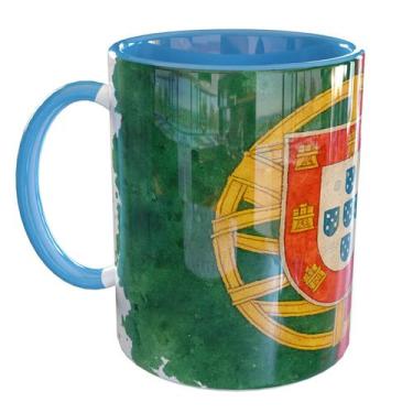Imagem de Caneca Porcelana Bandeira Portugal - Pense Canecas, Azul Claro