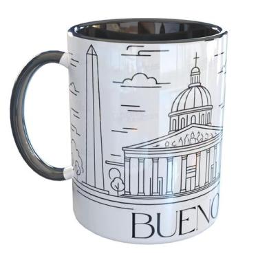Imagem de Caneca Porcelana Buenos Aires - Pense Canecas, Preto
