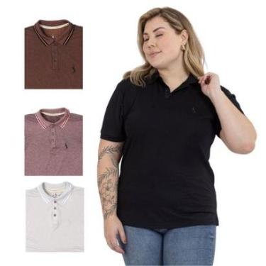 Imagem de Kit 4 Camisa Polo Feminina Plus Size Casual Elegante-Feminino