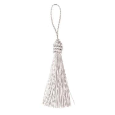 Imagem de Pingente Tassel 9cm Branco Franja de Seda - 2 unidades - LB