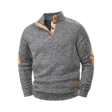 Imagem de Camiseta Polo Casual De Manga Longa Para Homens, Com Botões E Gola Alt