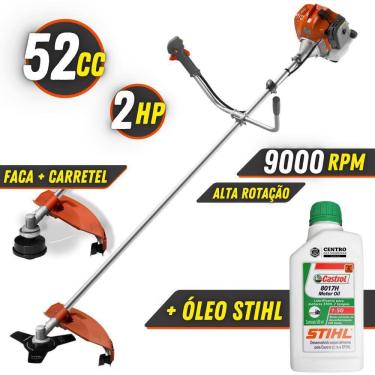 Imagem de Roçadeira 52cc Com ÓLEO STIHL RL520ACN Tekna 2HP 9000rpm Completa Lâmina 3 Pontas, Carretel, Guidão Bi-Partido, Cinto Almofadado e Kit Ferramentas