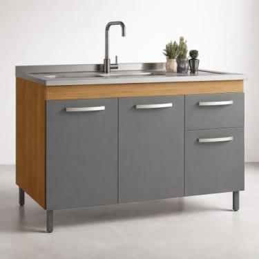 Imagem de Gabinete para Pia 1,20m Armário Cozinha Balcão Multiuso - Fiorello, Fr