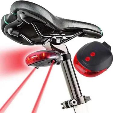 Imagem de Lanterna Traseira Bike Led e Laser Sinalização de Chão Segurança Verme