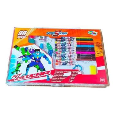 Imagem de Kit Maleta Escolar Pintura 98 Peças Canetinhas Lápis de Cor  - WELLMIX