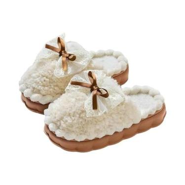 Imagem de Pantufas Femininas De Inverno Com Laço, Ultra Macias, Antiderrapantes,