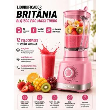 Imagem de Liquidificador Britânia Pro Maxx 6 Rosa Com Filtro Turbo 3 Litros 1400