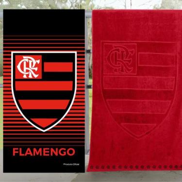 Imagem de Kit 2 Toalhas Buettner Flamengo Oficial 100% Algodão Aveludada Jacquar