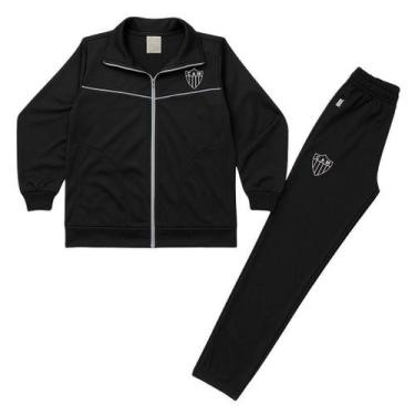 Imagem de Conjunto Agasalho Atlético MG Infantil Jaqueta e Calça, Tam 1, Preto