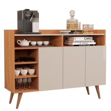 Imagem de Buffet Aparador 3 Portas Nichos Retro Celta Nature/Off White - Germai