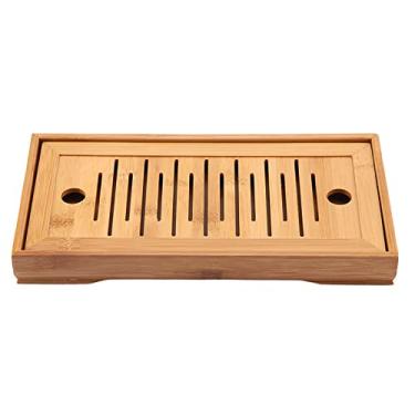 Imagem de minibarbu,Bandeja de chá de bambu, serviço de mesa de chá chinês Kung Fu de bambu, reservatório de caixa de servir e tipo de drenagem para casa de chá