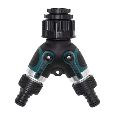 Imagem de C/H Conector de torneira de mangueira de 2 vias, divisor de mangueira de jardim, divisor de torneira de água com válvula dupla em Y, adaptador de torneira com 2 conectores rápidos e 4 arruelas de borracha