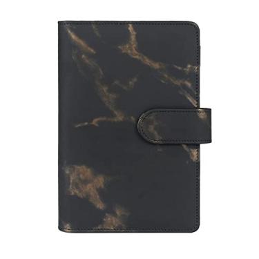 Imagem de A5 A6 Caderno do Aluno Agendamento de Agendamento de Caderno Planejador de Caderno de Couro Falso Marmoreado, Preto, A6