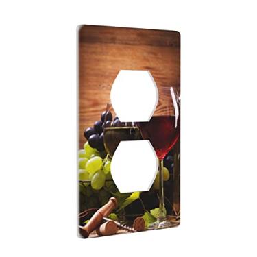 Imagem de 1-Gang Duplex Soquete Cobertura Decorativa Taça Vermelha Vinho e Uvas Placas de Parede Decoração Tomada Elétrica Capas para Casa Escritório Escola