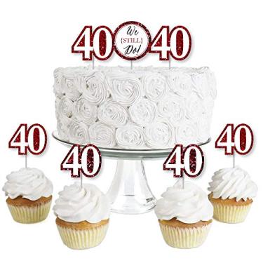Imagem de We Still Do – 40º aniversário de casamento – Sobremesa de cupcake – Palhetas transparentes para festa de aniversário – Conjunto com 24