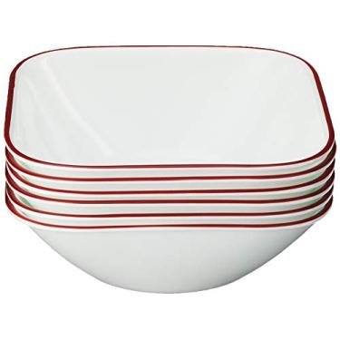 Imagem de Corelle Tigelas de sopa de cereais Vitrelle 6 peças (623.7 g) 16 cm de largura, vidro de camada tripla e resistente a lascas, conjunto de tigelas quadradas leves, Splendor