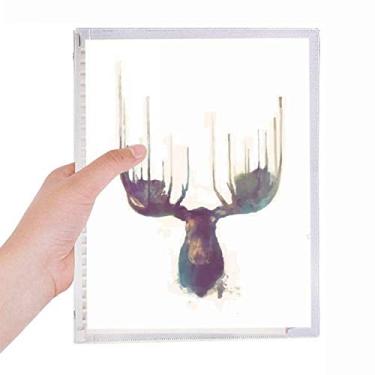 Imagem de Caderno colorido com cabeça de animal de rena, efeito artístico, folha solta, diário recarregável, papelaria