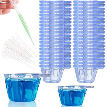 Imagem de Dispensador de copos descartáveis de plástico de 40 ml 100 peças e 25 peças conta-gotas de 3 ml kit de molde de resina de silicone para ferramentas de fabricação de joias de resina epóxi faça você mesmo