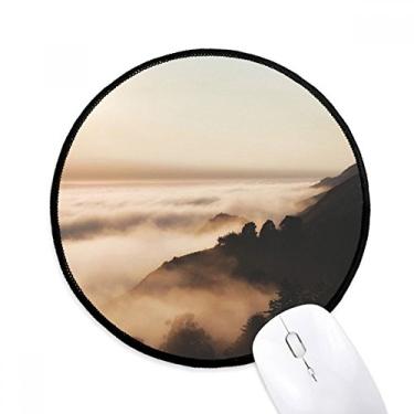 Imagem de Sunrise Sunset Mountain Fog Paisagem Sky Mouse Pad Desktop Office Tapete Redondo para Computador