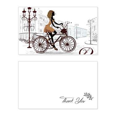 Imagem de Bicycle Lady France Ilustration Pattern Thank You Card Birthday Paper Greeting Wedding Repreciation