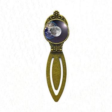 Imagem de Marcador de página de etiqueta azul planeta branco retrô para escritório